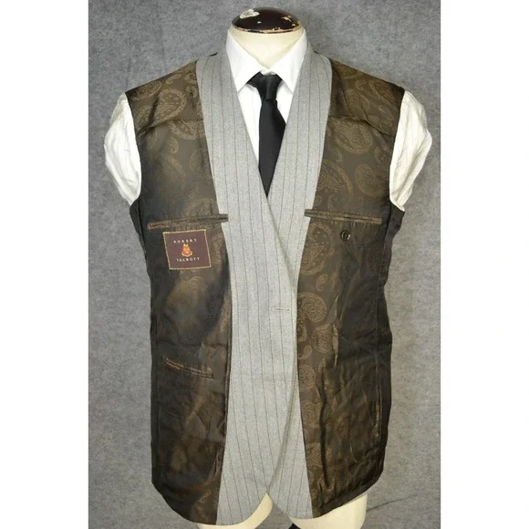 ROBERT TALBOTT Mens 44R Blazer Sport Coat Casual Jacket‎ Gray Wool Pinstripe
